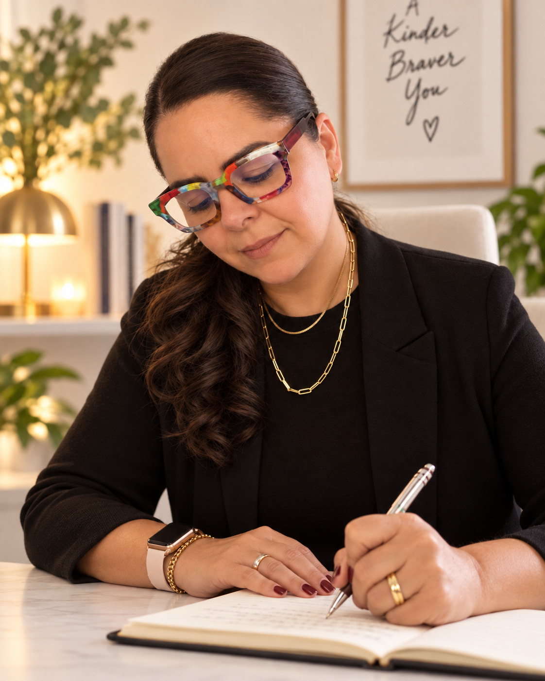 Patricia Esteban escribiendo La Carta de los domingos